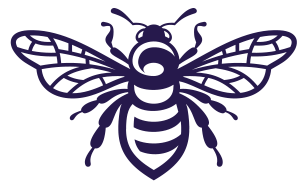Bee logo in blue