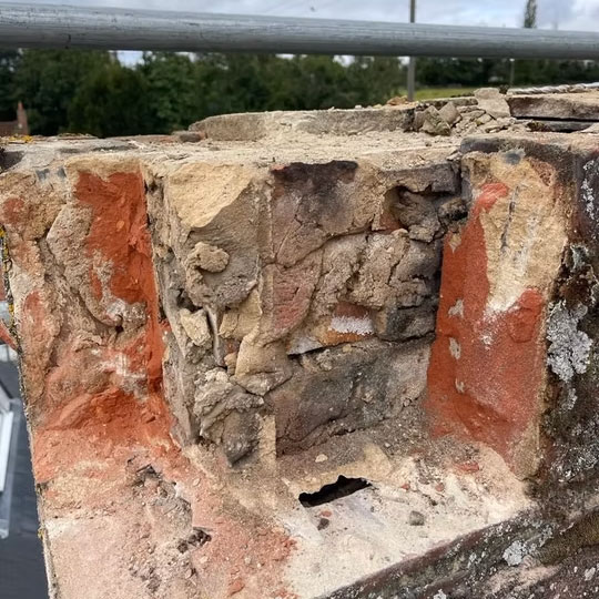 Section of brickwork cut away