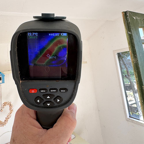 Thermal camera being used inside to locate a hive