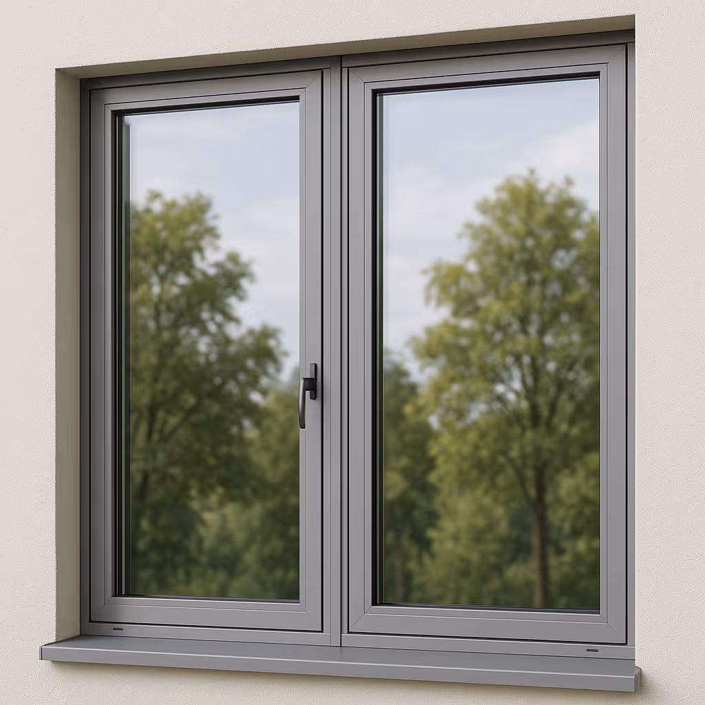 Une fenêtre avec les bord en aluminium