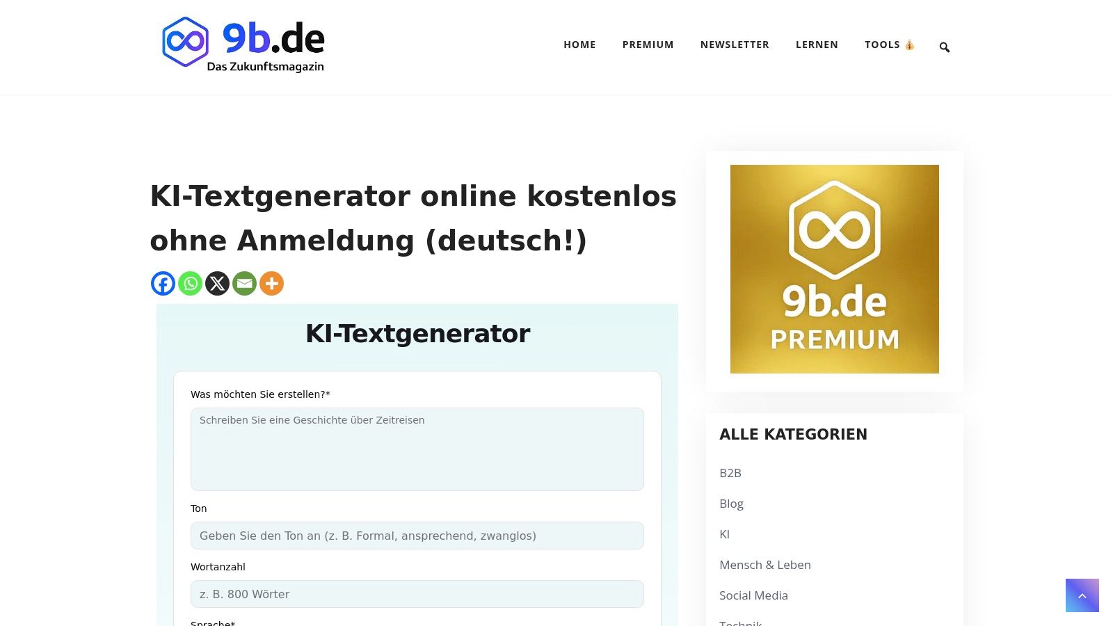 9b.de KI-Textgenerator