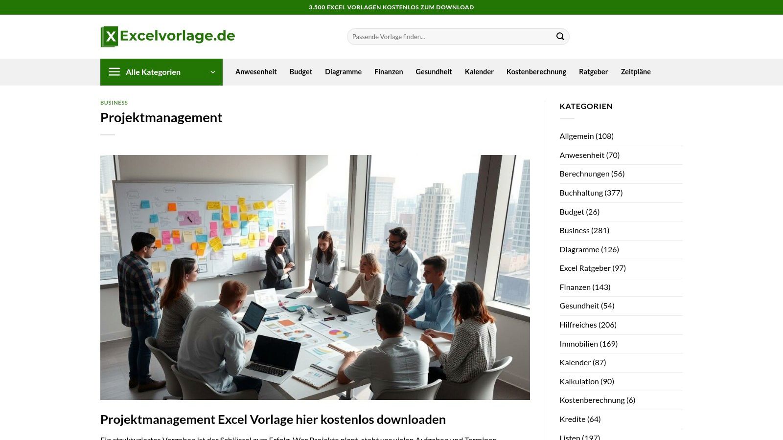 Excelvorlage.de – Projektmanagement-Excel