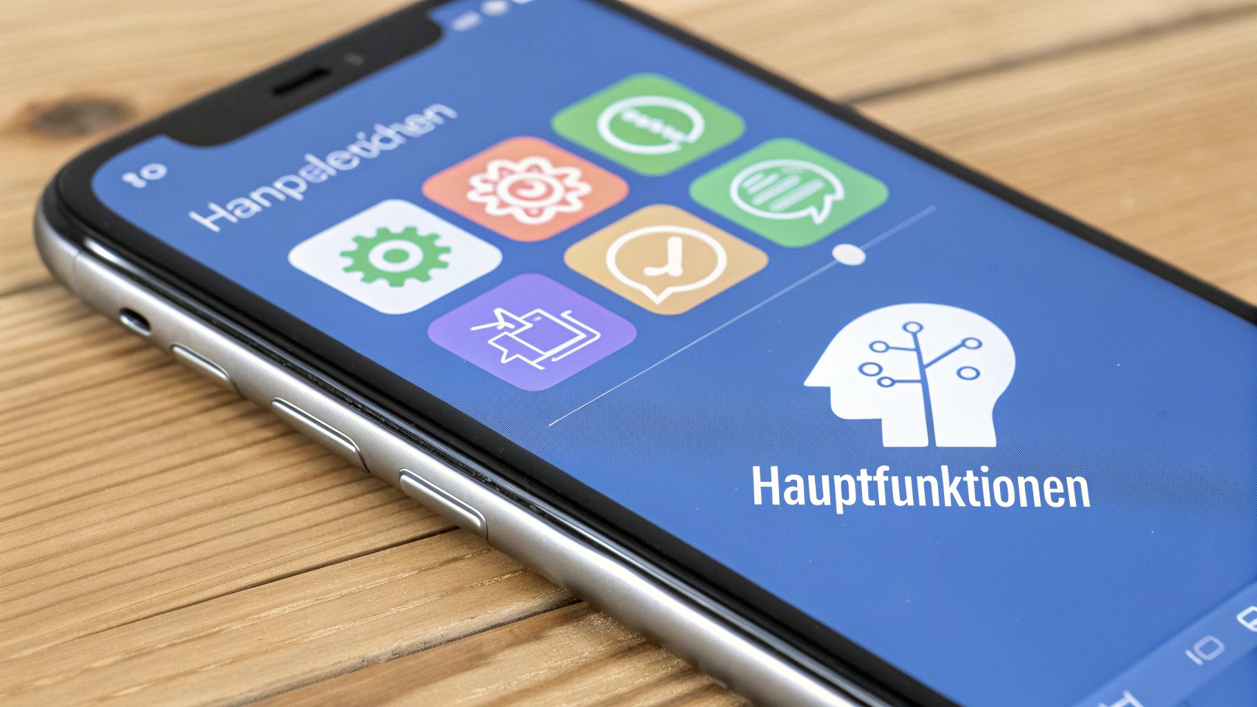 Drei Icons, die Datensouveränität, sprachliche Präzision und Effizienz symbolisieren.
