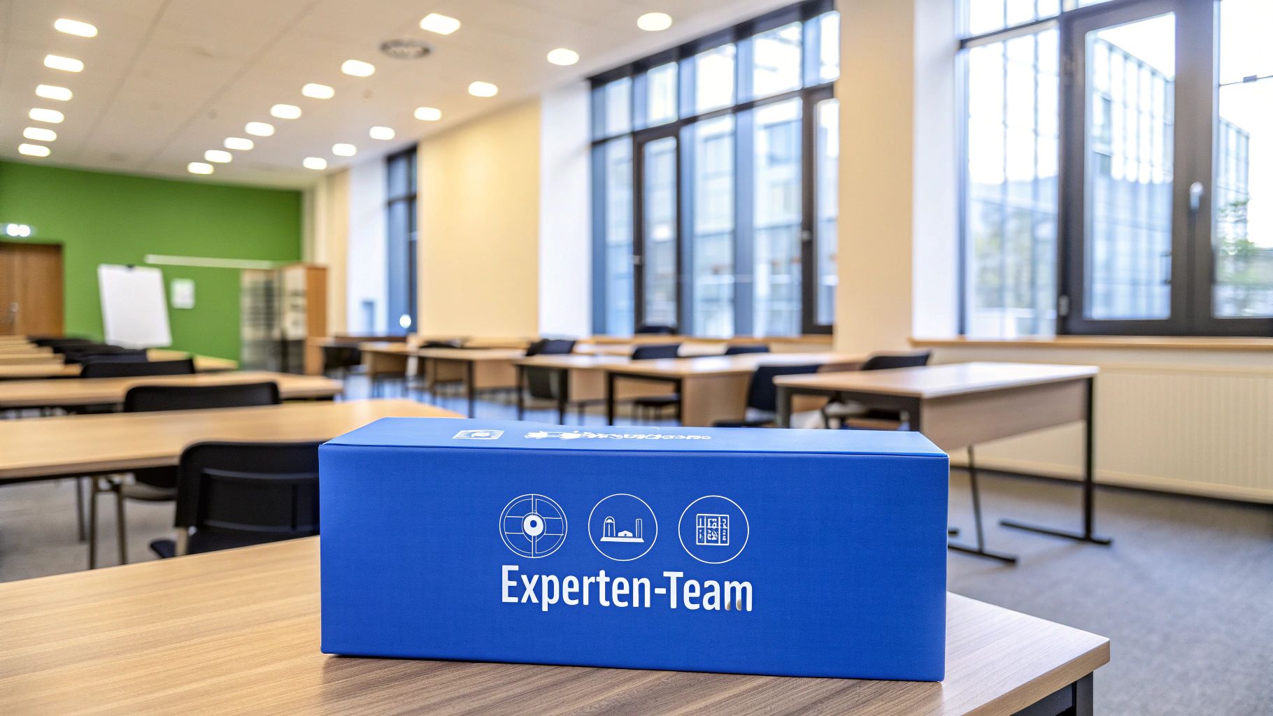 Eine Gruppe von Mitarbeitern, die in einem modernen Büro zusammenarbeiten, um die Vielseitigkeit von InnoGPT in verschiedenen Abteilungen zu veranschaulichen.