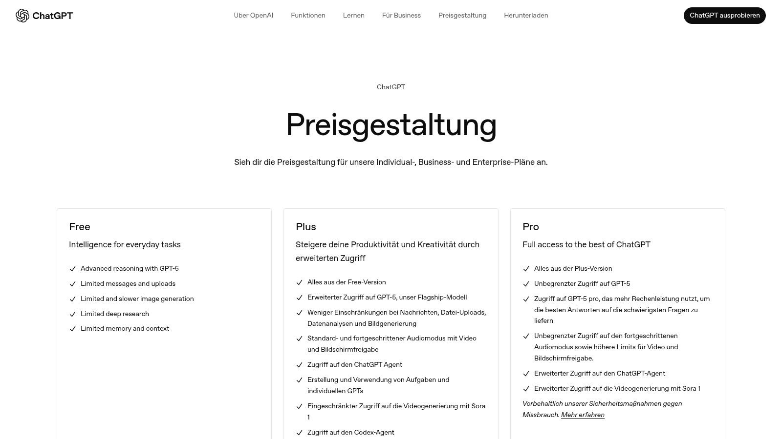 OpenAI – ChatGPT (Web & App, deutsch nutzbar)
