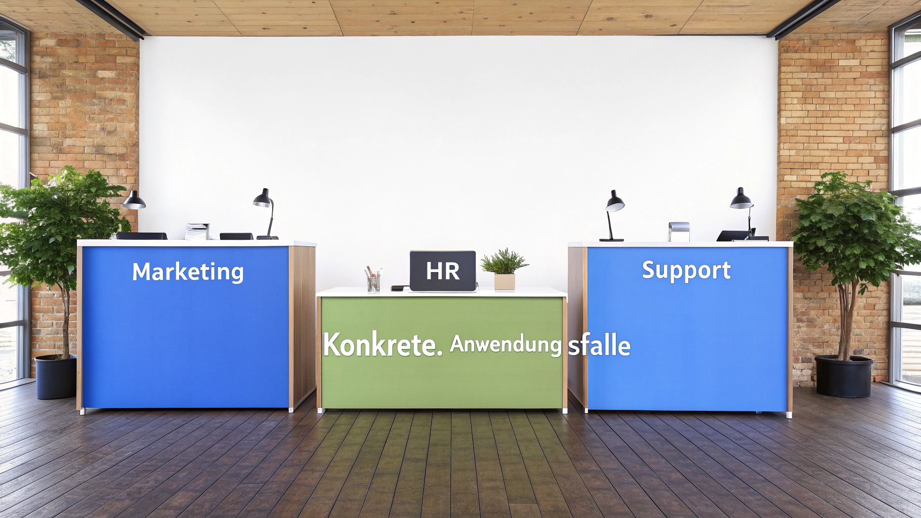 Ein Team, das gemeinsam an einem Tisch sitzt und mithilfe einer KI-Plattform an einem Laptop arbeitet