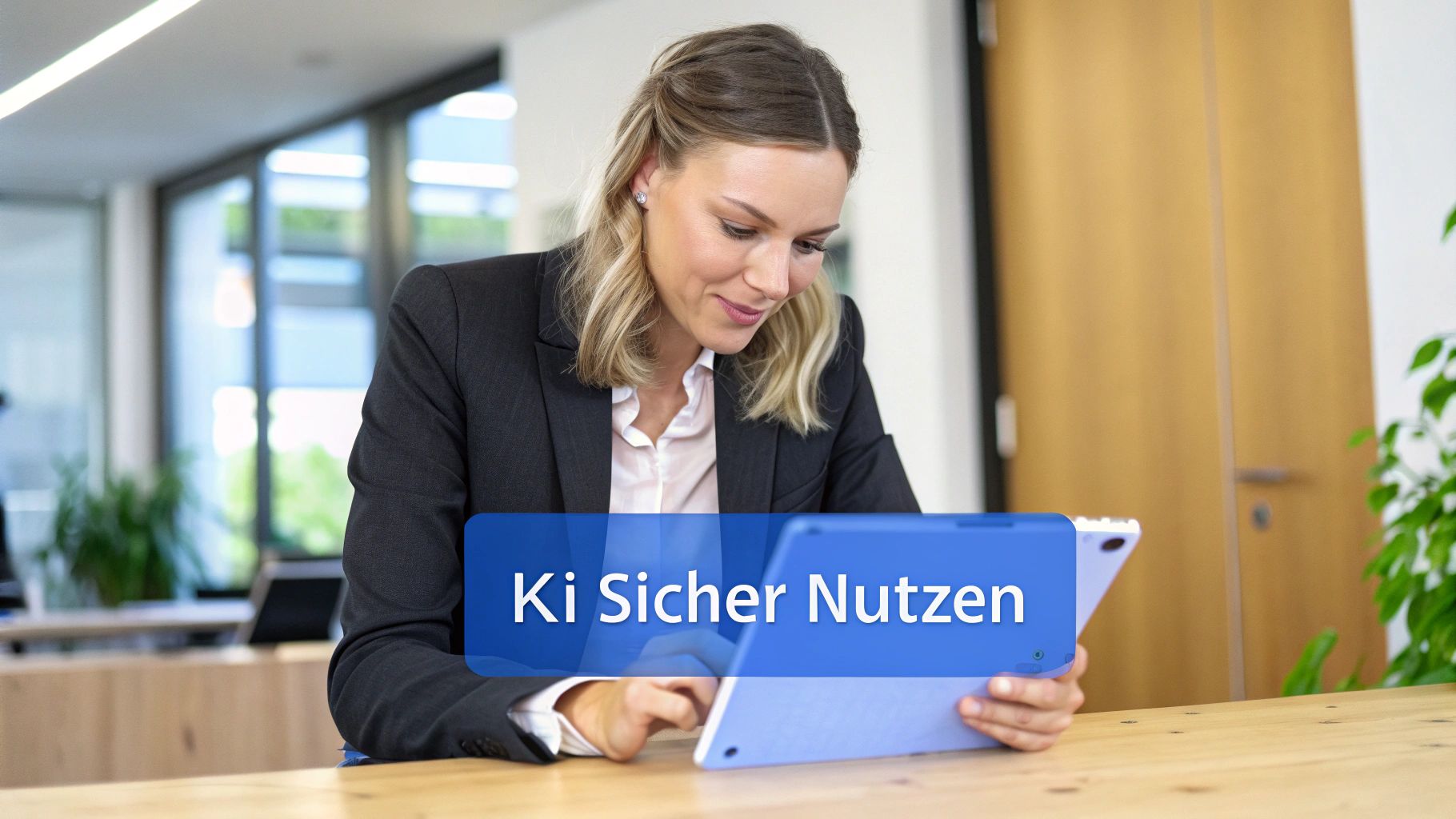 Eine Person arbeitet an einem Laptop, umgeben von digitalen Symbolen für Datenschutz und Sicherheit