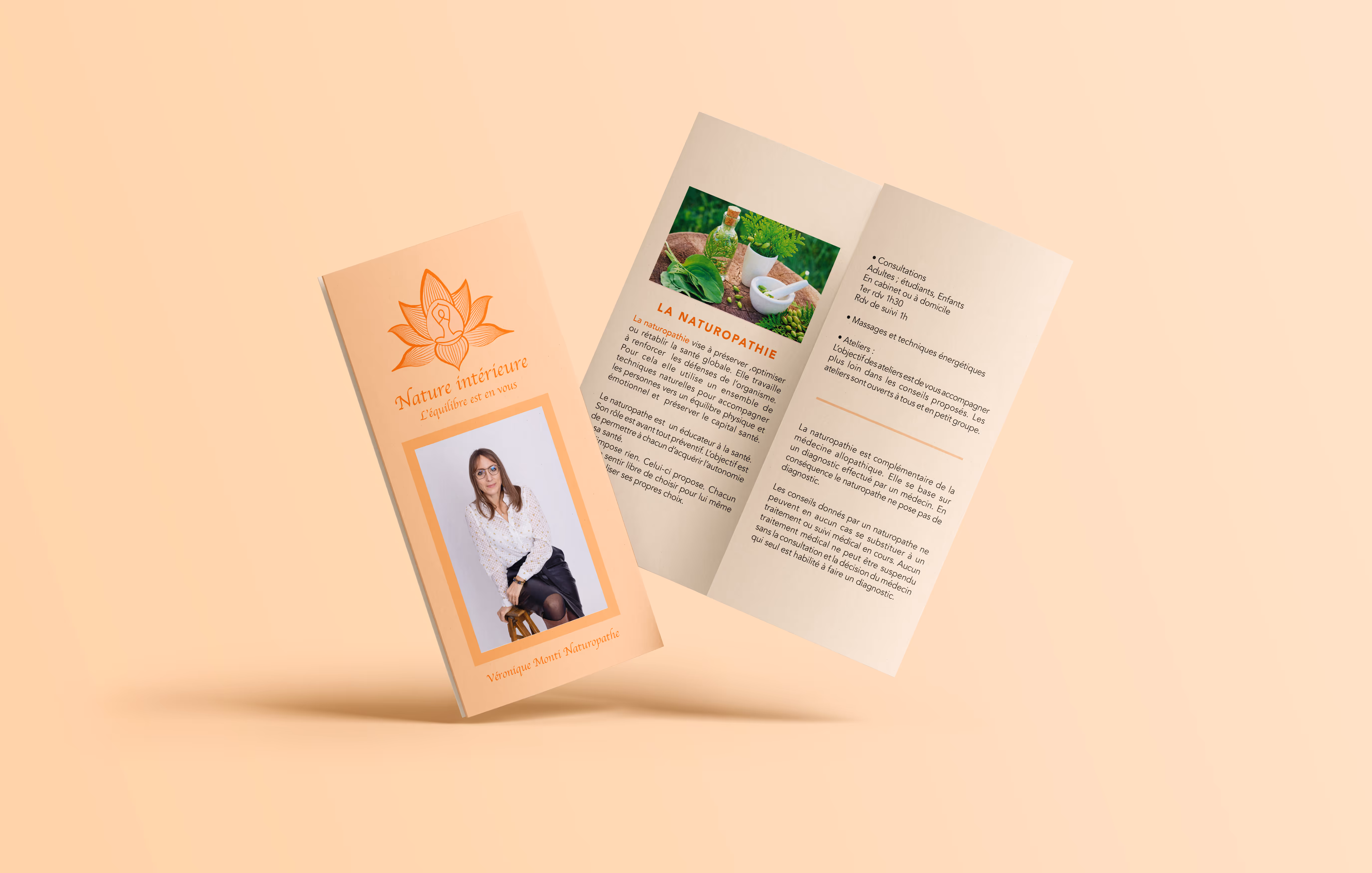 Brochure de naturopathie avec plantes médicinales et informations sur la santé