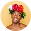 A student with a flower crown on her head.