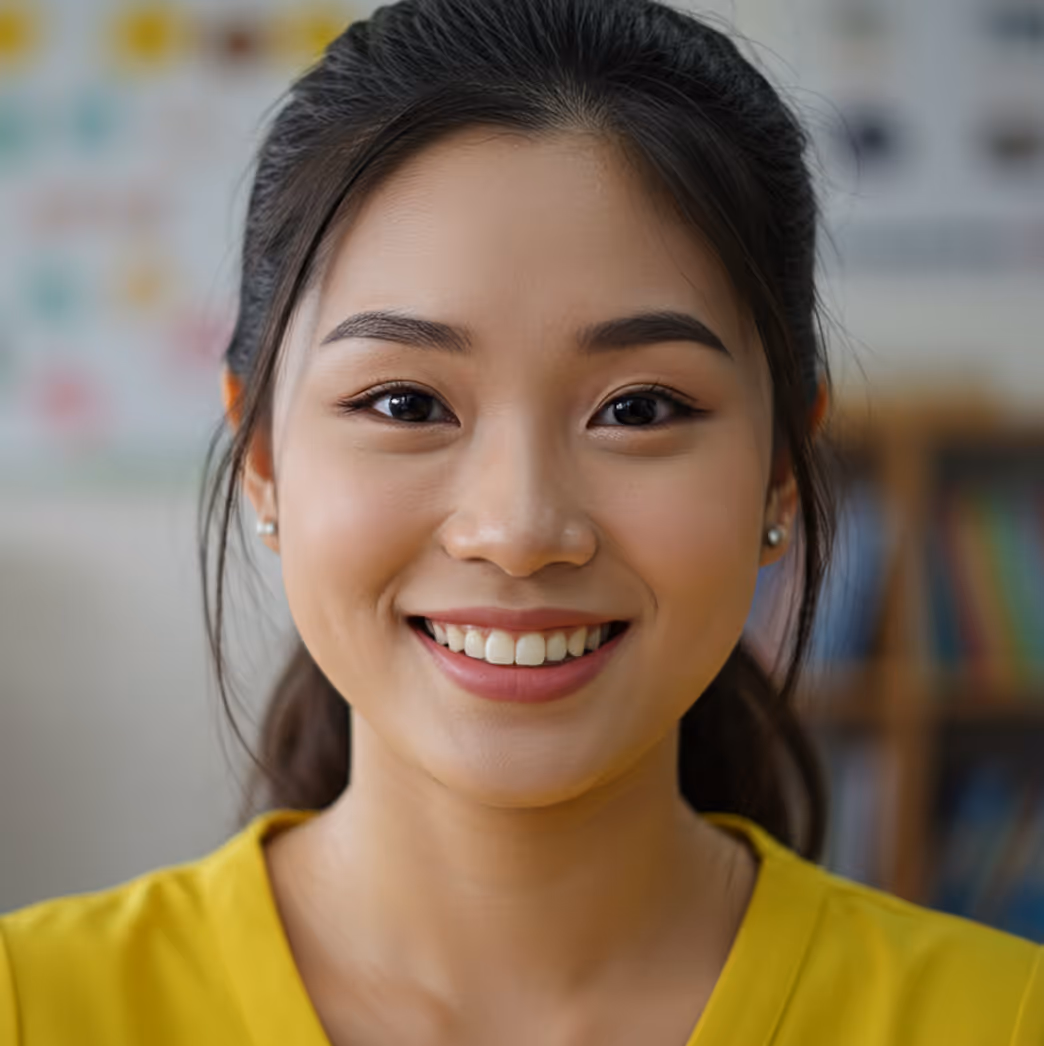 A school official with a smile on her face.