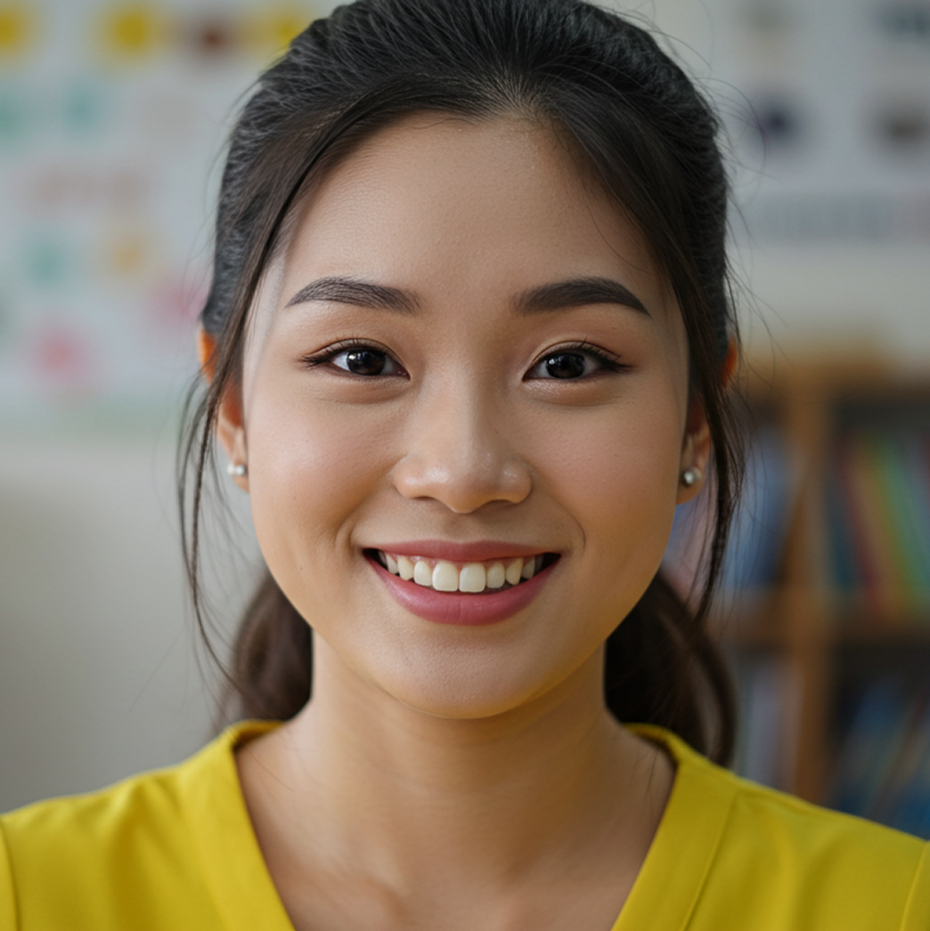 A school official with a smile on her face.