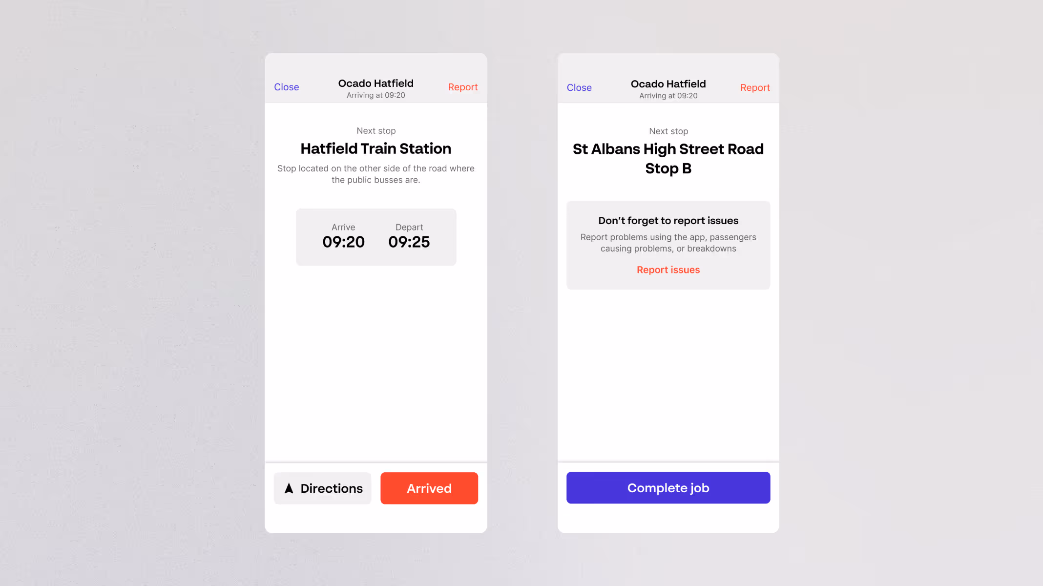 A screenshot showing two side-by-side screens of the old experience