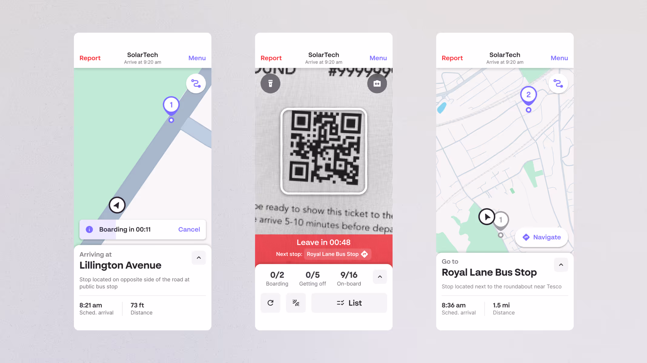 A screenshot of 3 side-by-side screens from the new experience