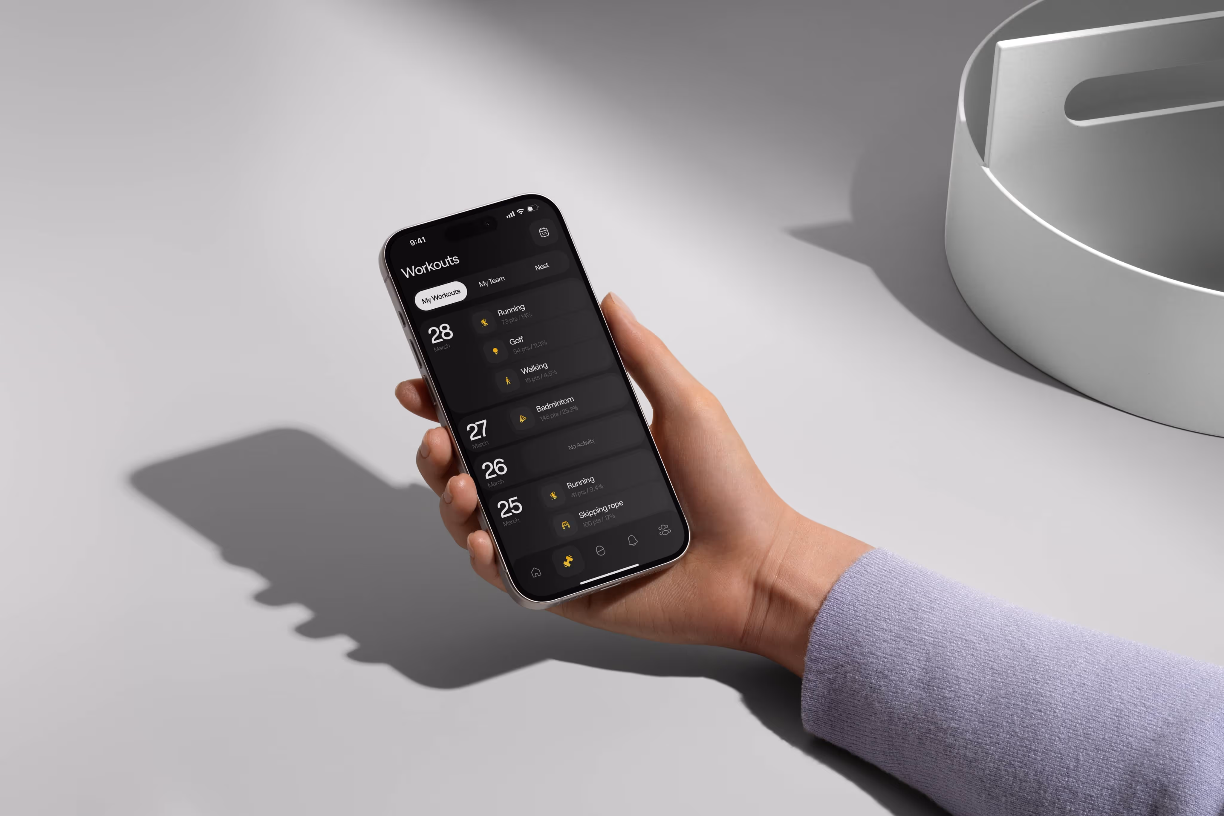 NestEgg phone in hand