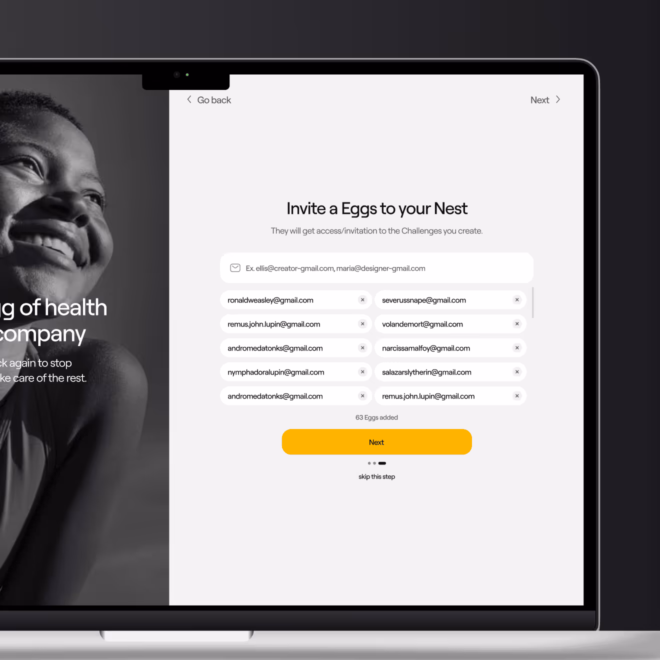 NestEgg web app screen