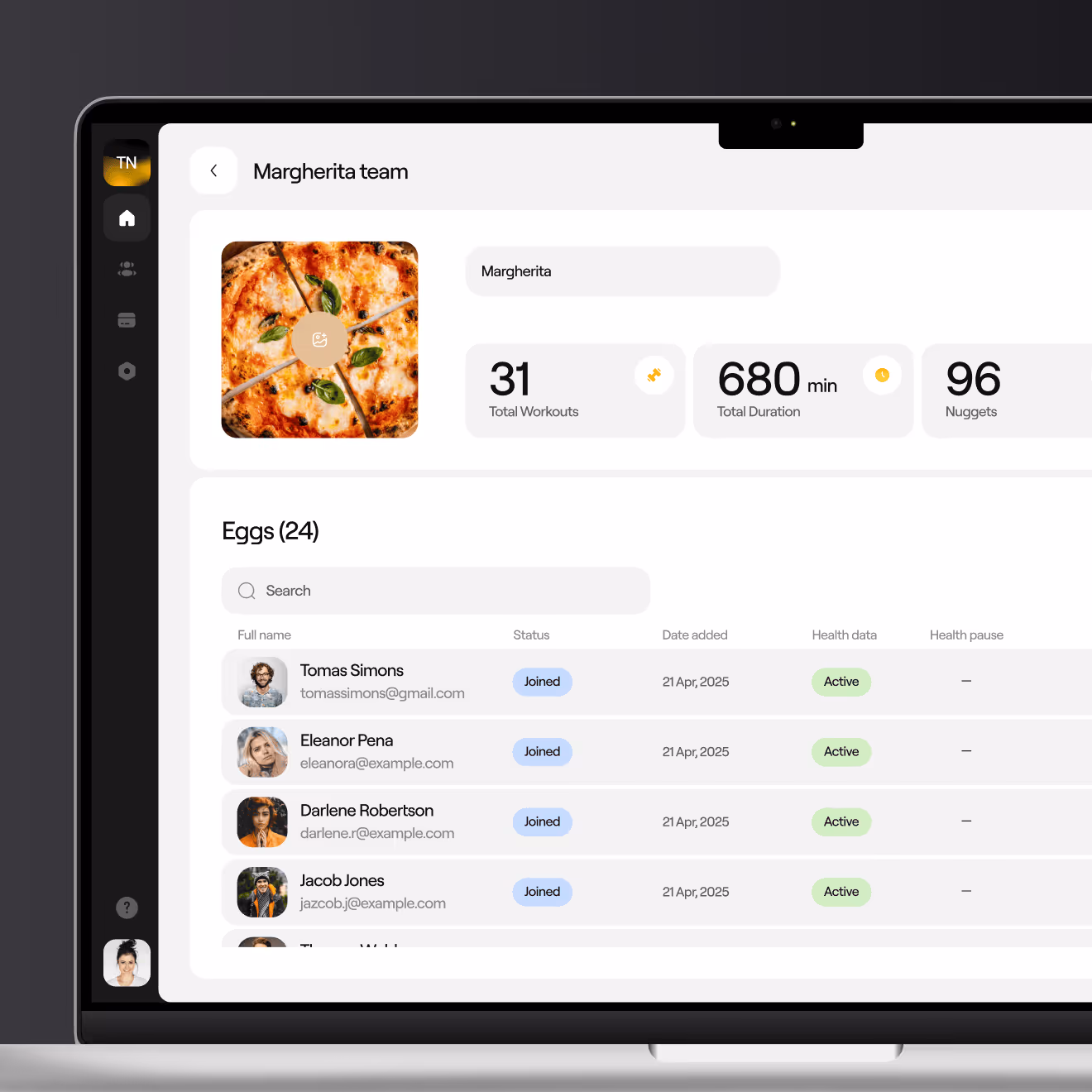 NestEgg web app screen