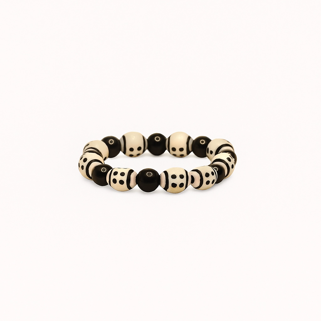 Bracelet onyx avec motifs géométriques