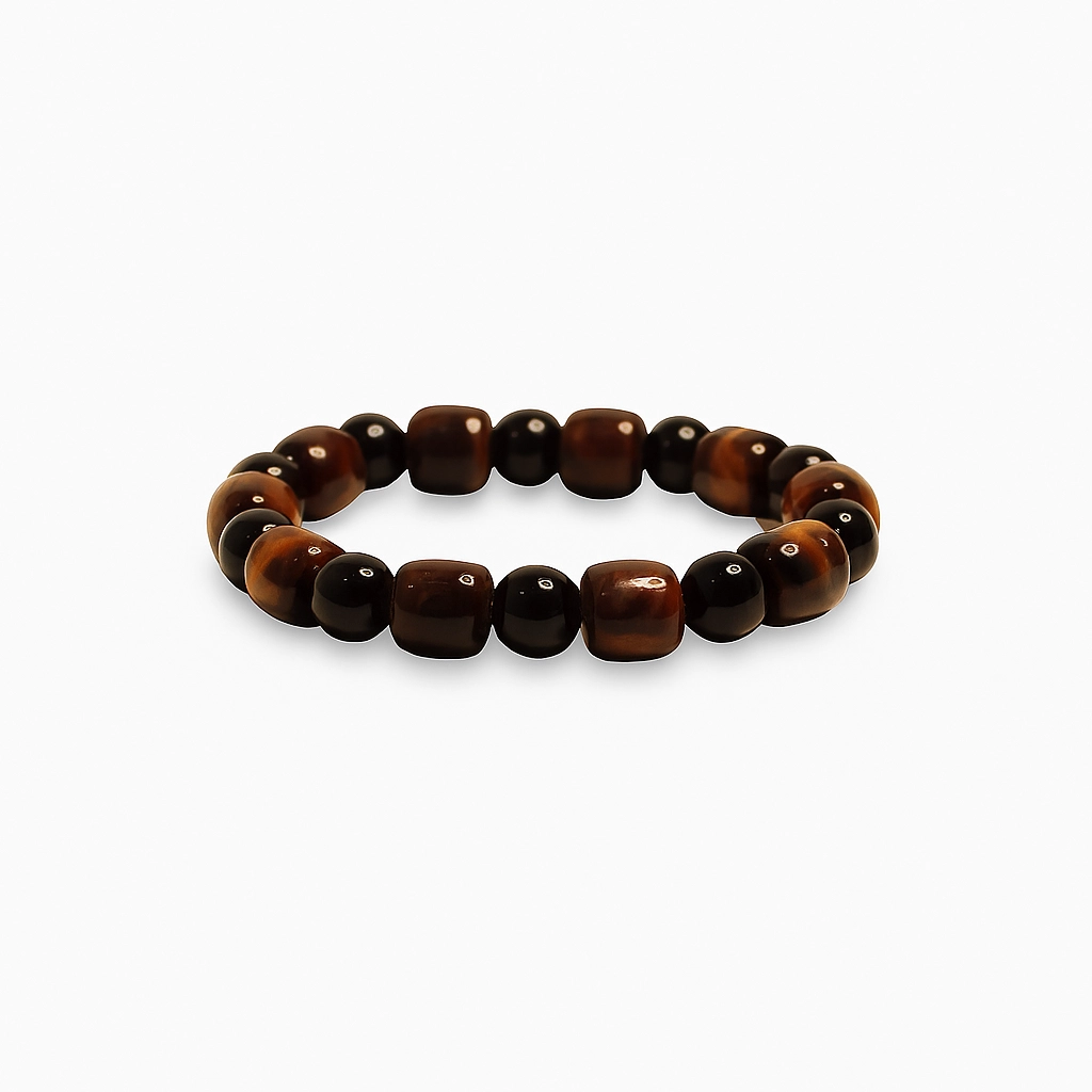 Bracelet D’onyx et Cubes D’oeil de Tigre
