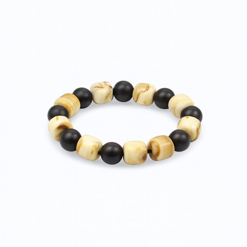 Bracelet en Perle de Bois et D’Onyx