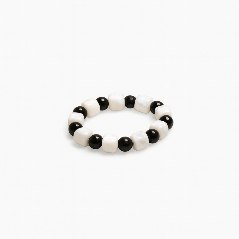 Bracelet noir et blanc cassé