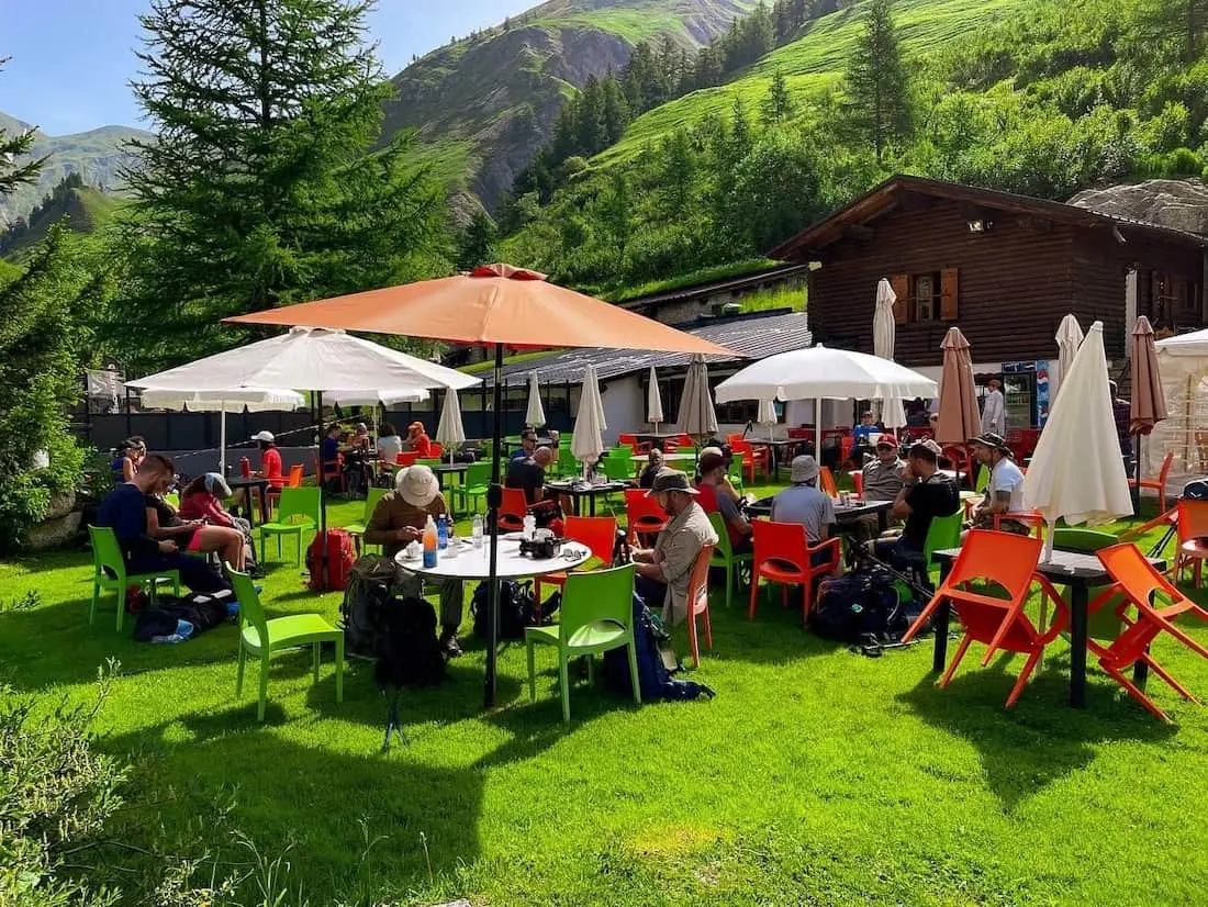Sunny day in the Alps campsite
