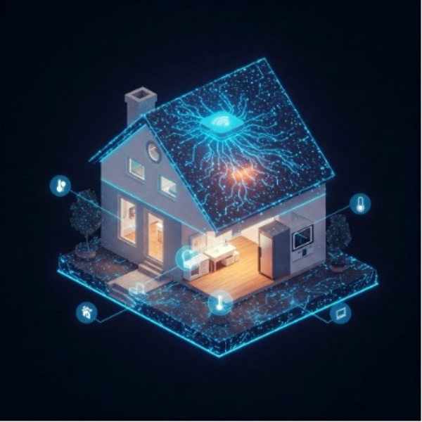 An illustration of a home network system