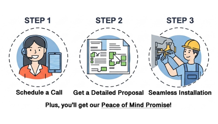 An image depiction of the three steps working with Automated Lifestyles