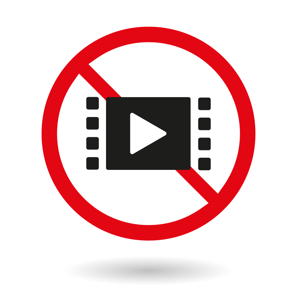 Bild zeigt ein Video-Icon das durchgestrichen ist: Video-Blocker-Icon