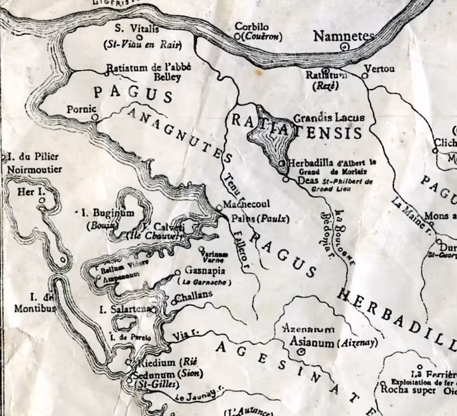 Carte ancienne en noir et blanc avec noms de lieux historiques et cours d'eau détaillés.