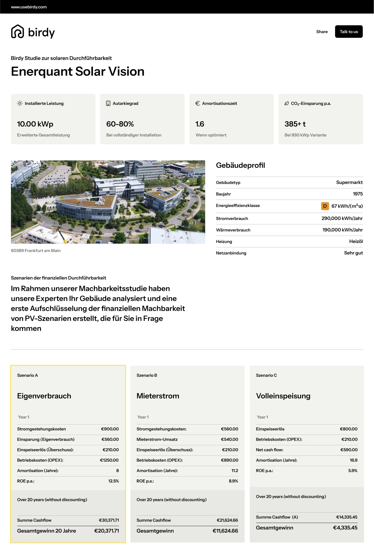 Gebäude- und kundendatenbasiertes Exposé