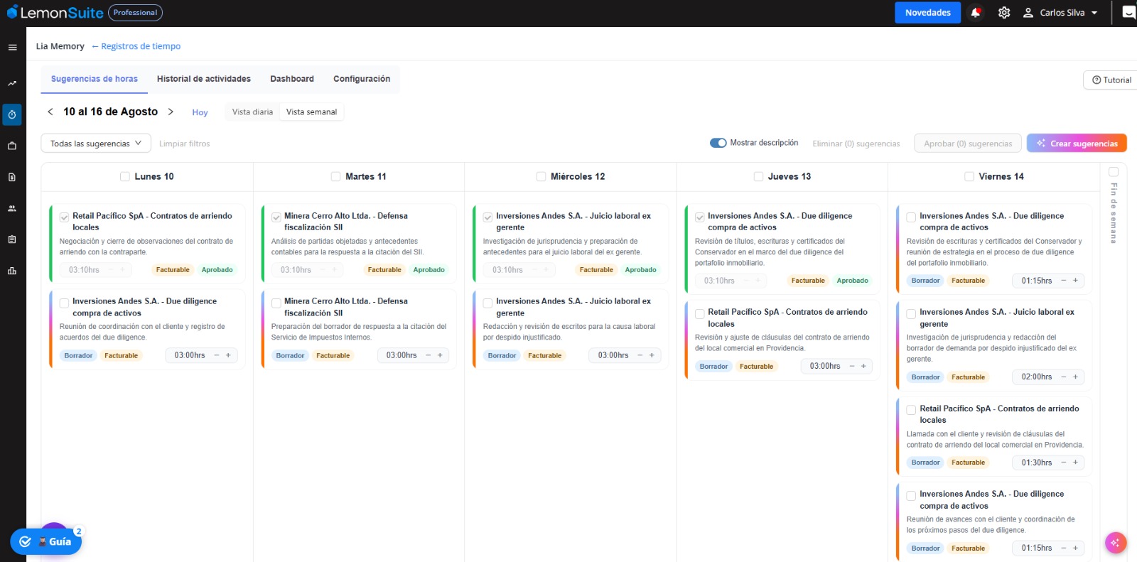 LIA Memory registro automático de horas abogados