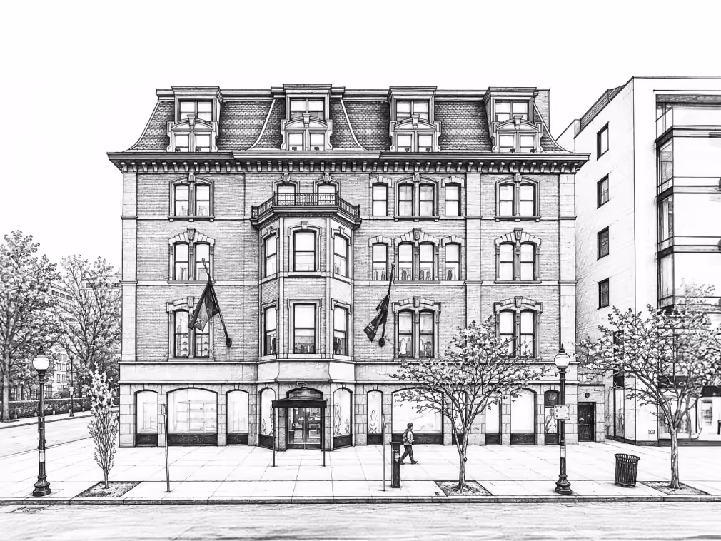 Sketch illustration of the Fortell Boston clinic building.
