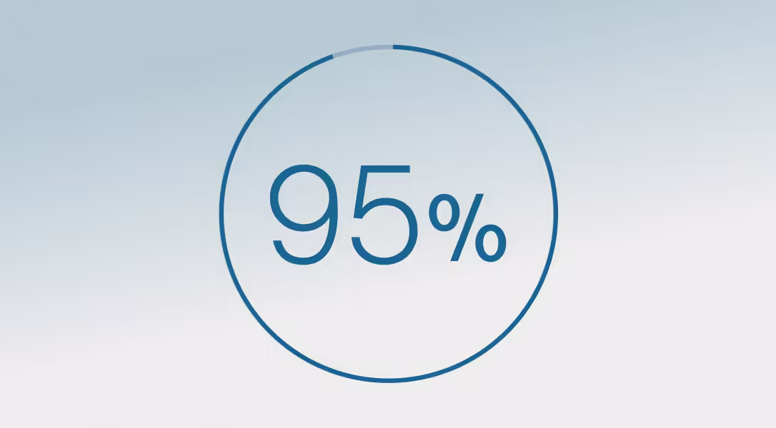 Large 95% figure inside a circular progress ring.
