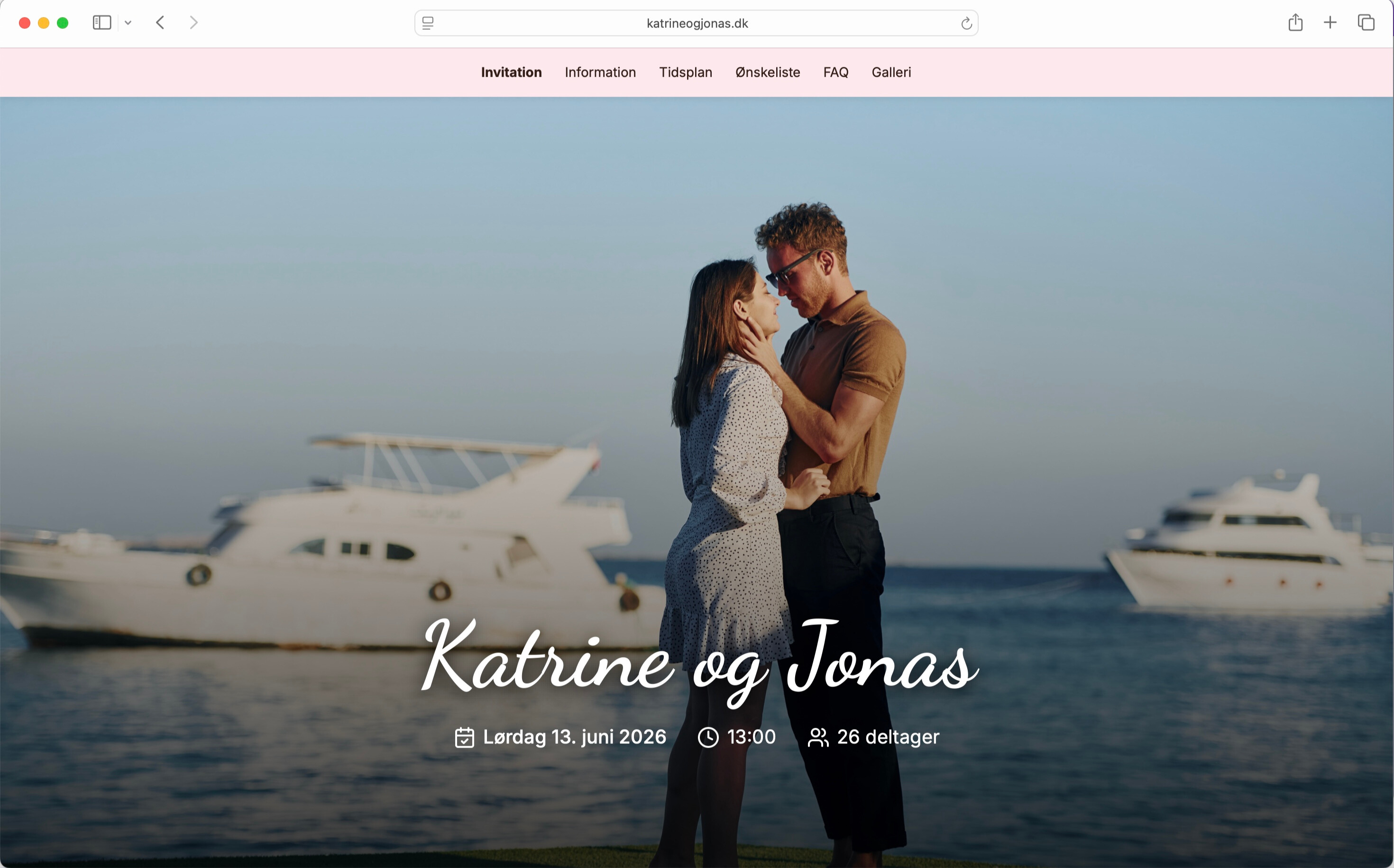 bryllupshjemmeside eksempel katrineogjonas.dk