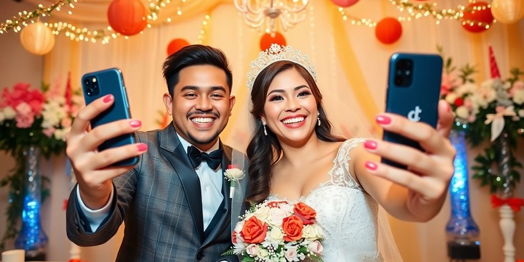 Brudepar deler bryllupsbilleder på TikTok.