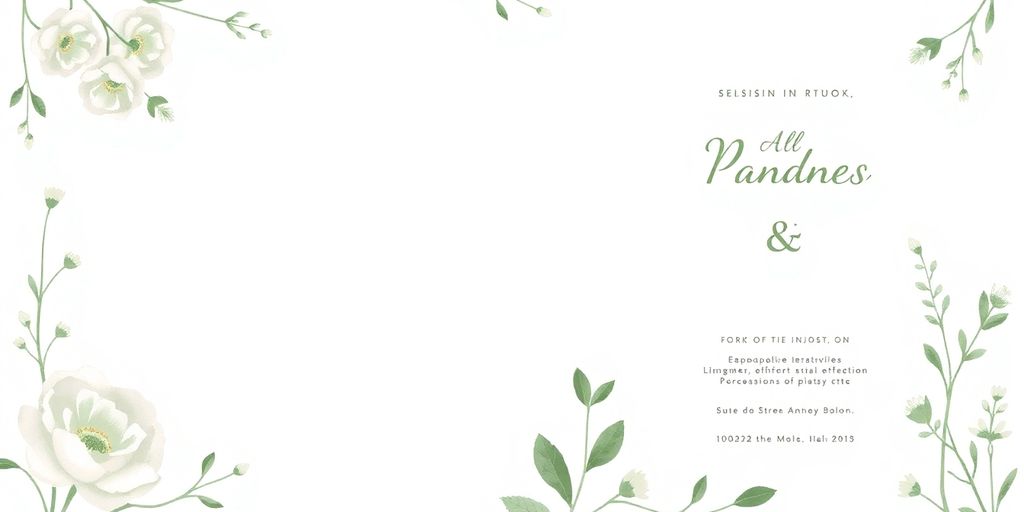 Blomster grøn bryllupsinvitation med elegante illustrationer.