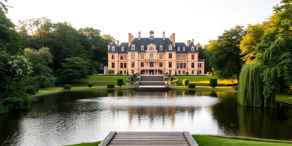 Dragsholm Slot i smuk, romantisk indstilling.