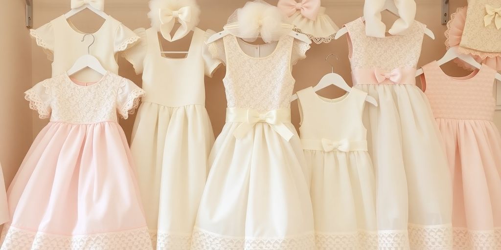 Smukke kjoler til barnedåb med tilbehør.