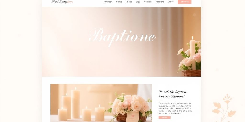 Baptisme hjemmeside med bløde farver og elegante billeder.