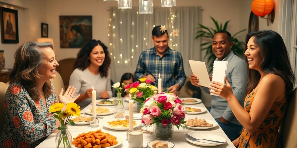 Familie fejrer konfirmation med fest og glæde.