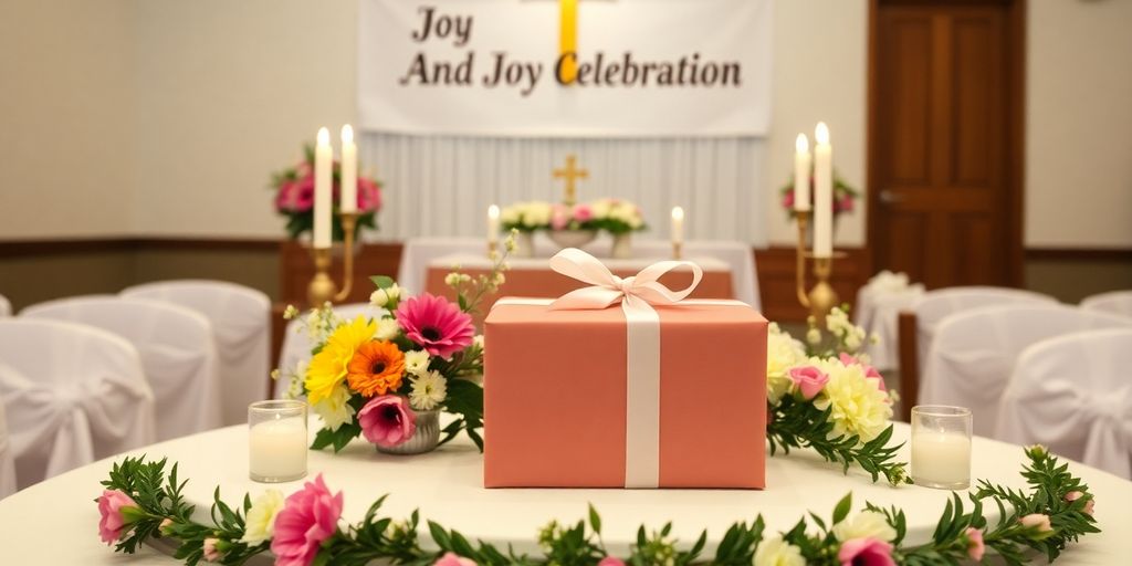 Gave og festlige dekorationer til konfirmation.