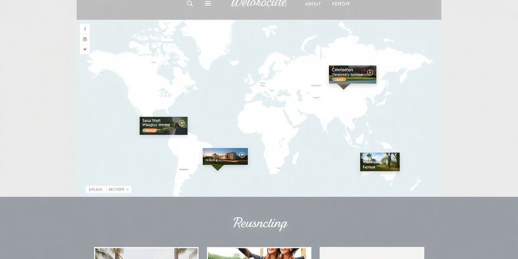 Interaktivt kort med bryllupssteder og elegante ikoner.