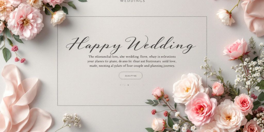 Digital bryllupsindbydelse med blomster