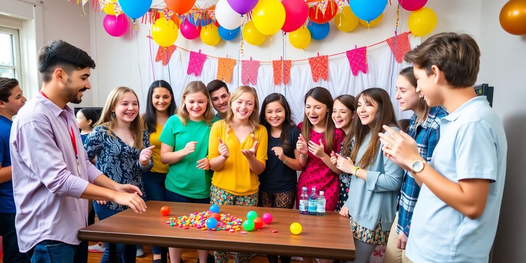 Unge mennesker til fest med mange farver