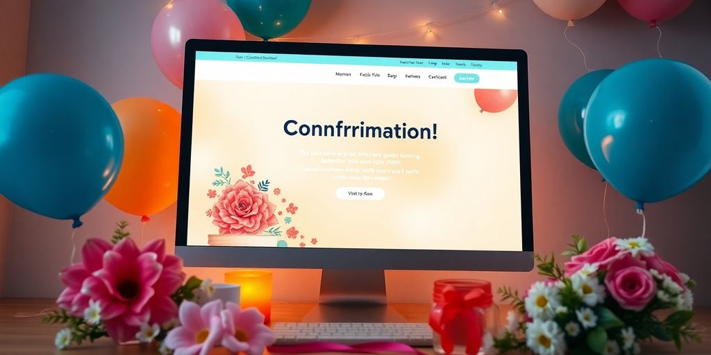 Webside til konfirmation med festlige dekorationer