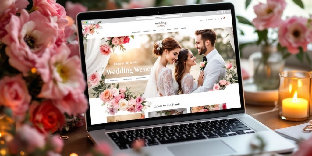 Hjemmeside til bryllup med blomster og sterinlys