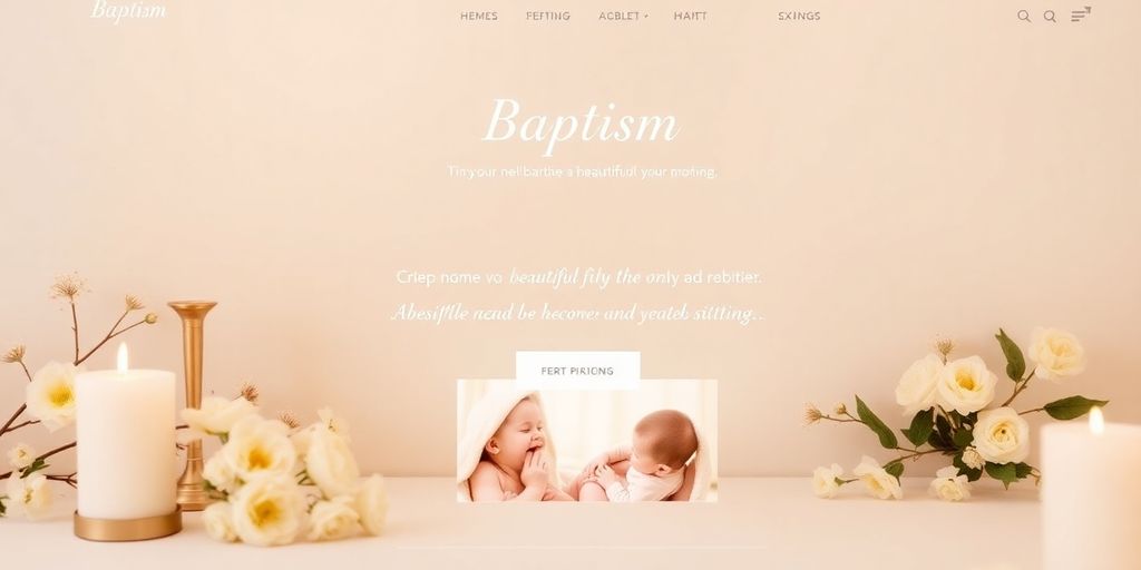 Baptism website with flowers and soft colors.