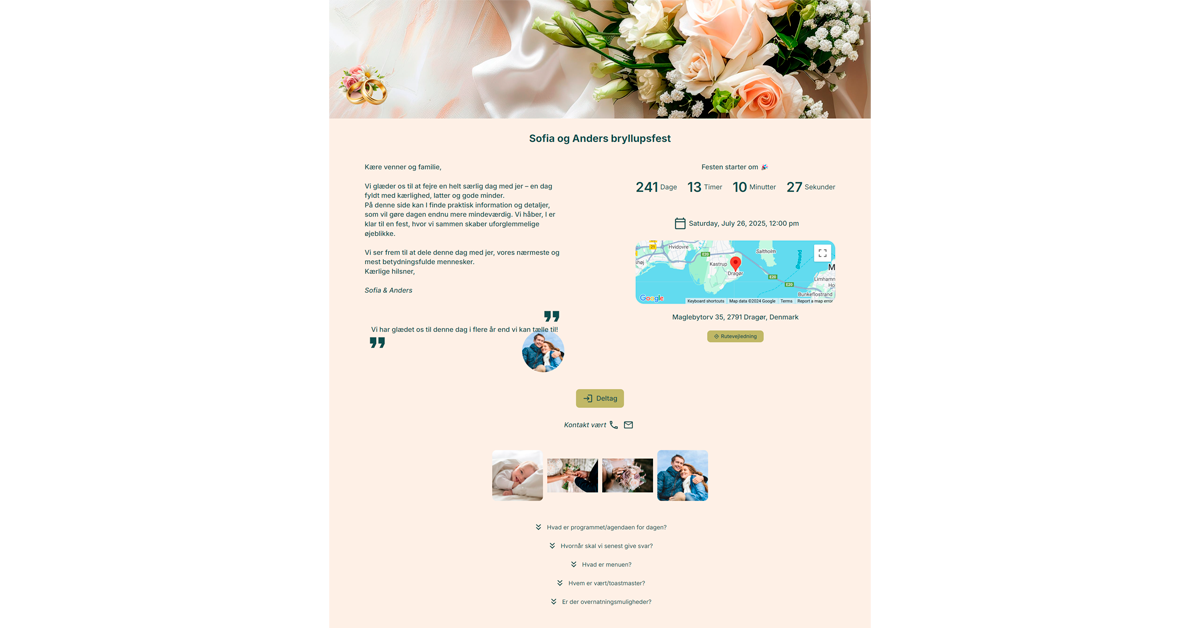 Eksempel på bryllupshjemmeside