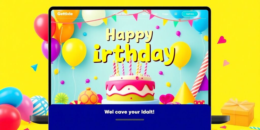 Bryllupshjemmeside på bærbar med gul baggrund