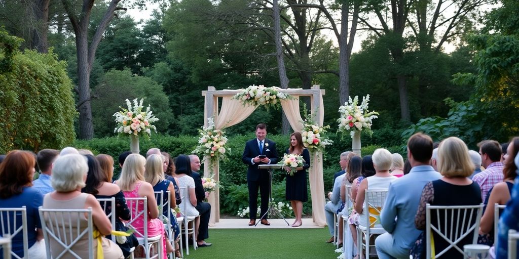 Udendørsbryllup i grønne omgivelser